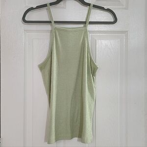NWT Chaser Sage Green Ribbed High Neck Tank Top - Medium